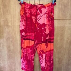 1990’s Vintage JAMS WORLD Capri Pant Colorful Floral Print Hawaii Art to Wear XL